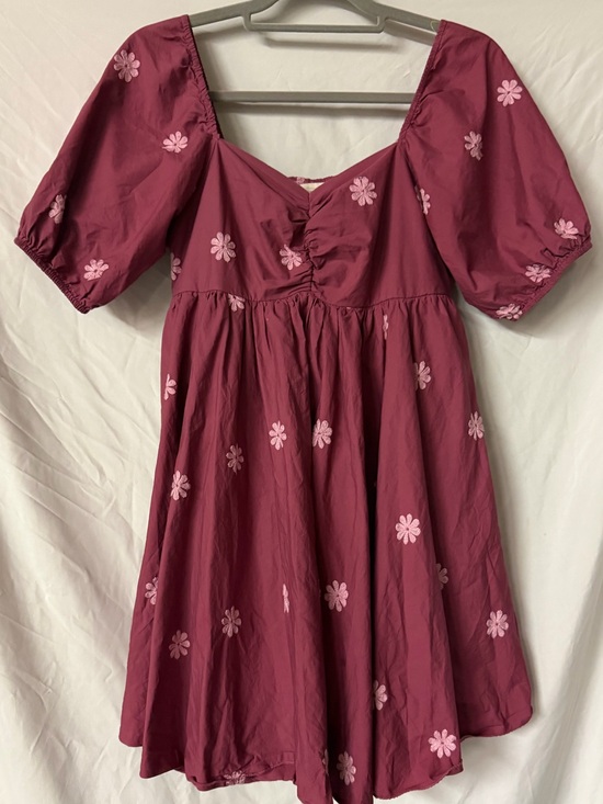 Altar'd State Dresses & Skirts - Altar'd State Berry Dress with Light Pink Daisy Embroidery